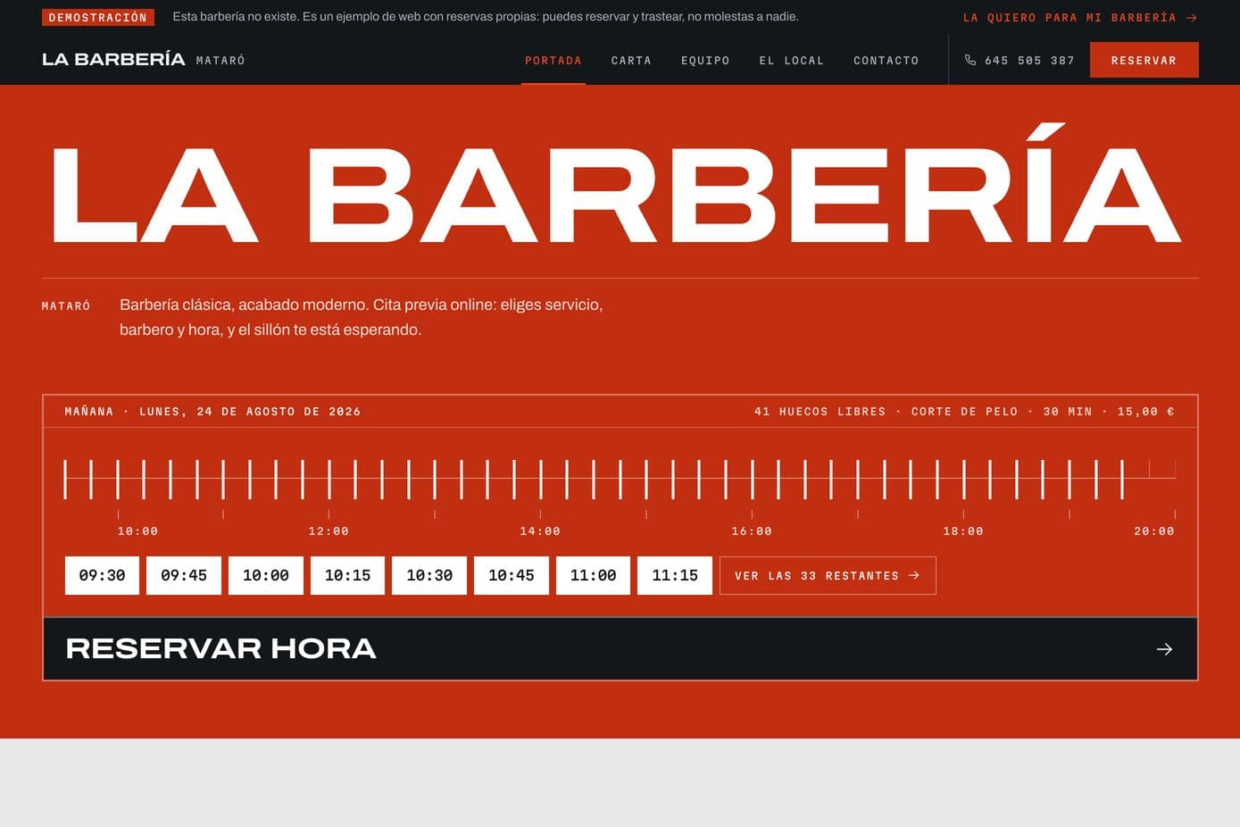 Captura de la web de La Barbería Mataró