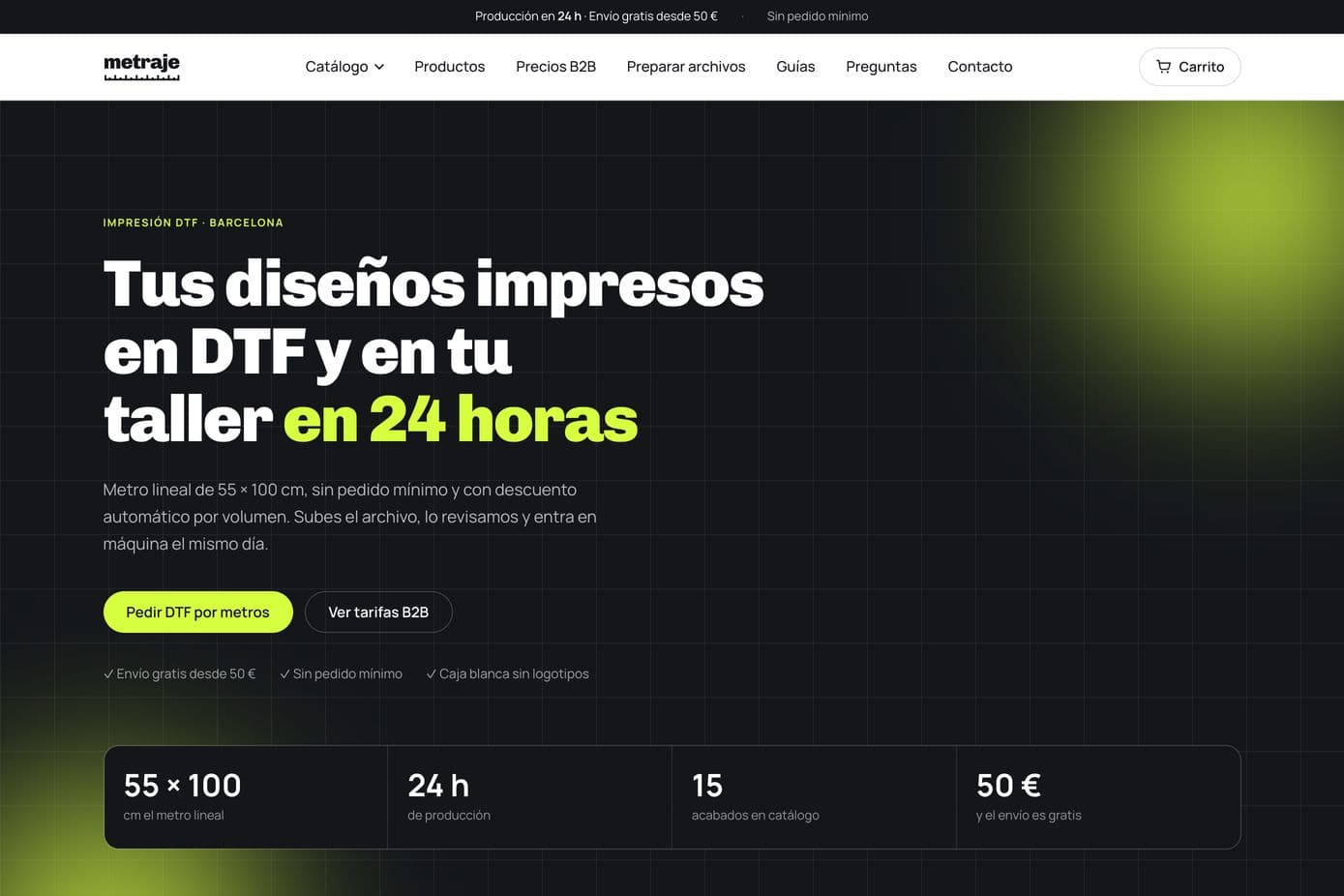 Captura de la web de metraje